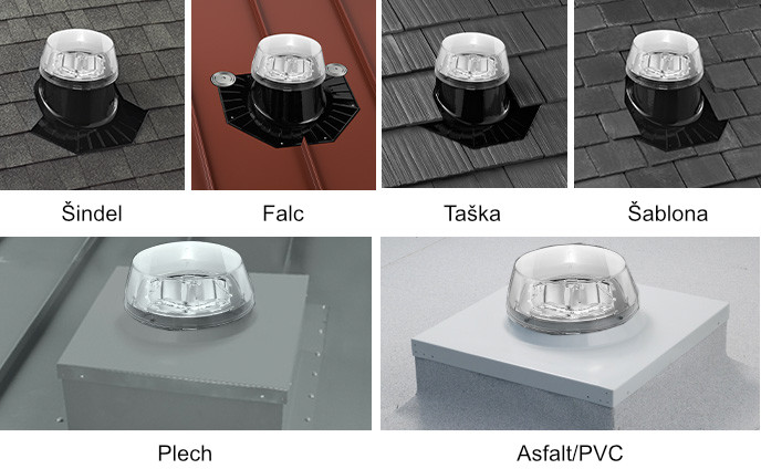 Solatube Brighten Up® s kopulí do každého typu střešní krytiny
